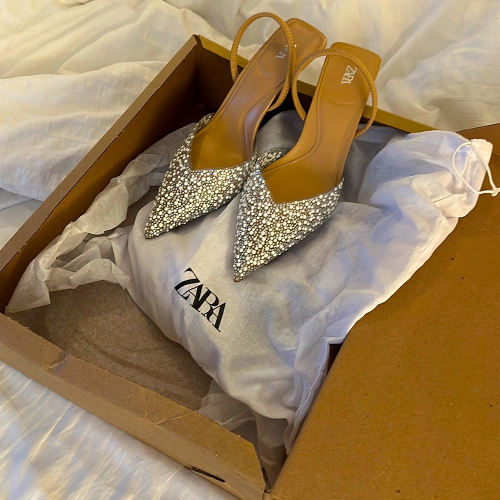 ZARA Pearl Heeled Slingbacks